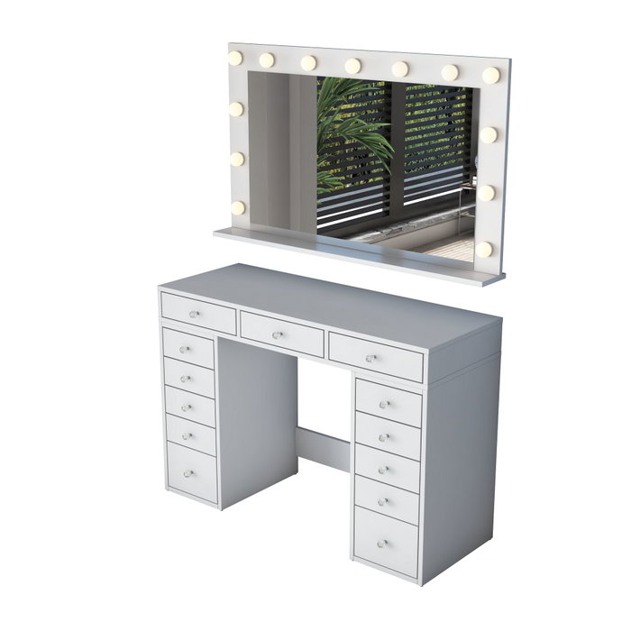 Hanah Home Mesa de Maquillaje con Espejo LED Blanco Hanah Home Mesa de Maquillaje con Espejo LED Blanco